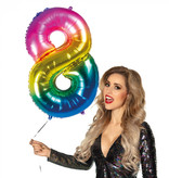 Folieballon Regenboog Cijfer 8 (86cm)