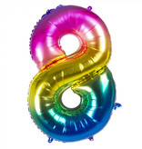 Folieballon Regenboog Cijfer 8 (86cm)