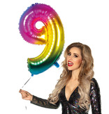 Folieballon Regenboog Cijfer 9 (86cm)