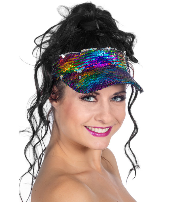 Zonneklep Rainbow pailletten
