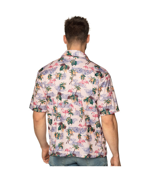 Hawaiiblouse Flamingo Roze Man