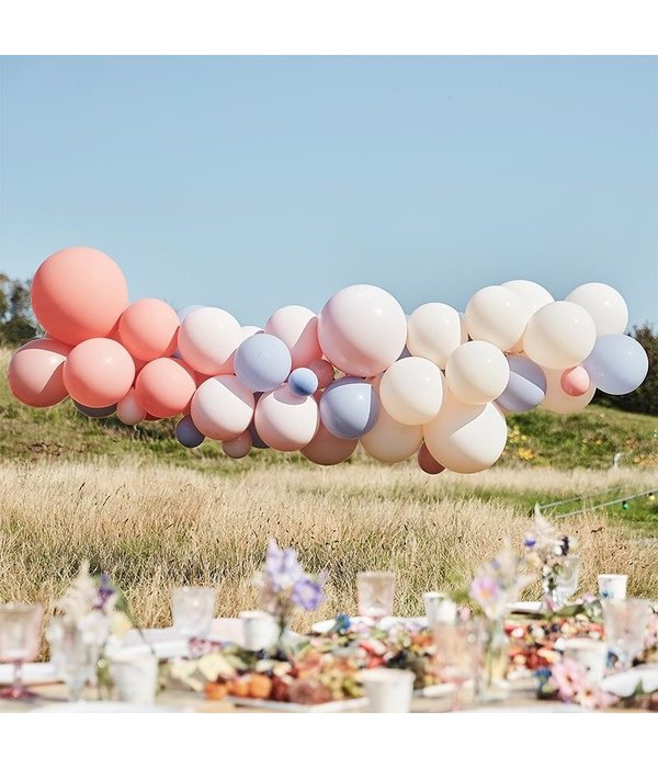 Ballonnenboog Chique Blush, Nude & Blauw