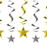 Spiraalhangers Sterren Goud/Zilver 60cm (5st)