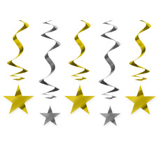 Spiraalhangers Sterren Goud/Zilver 60cm (5st)