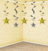 Spiraalhangers Sterren Goud/Zilver 60cm (5st)