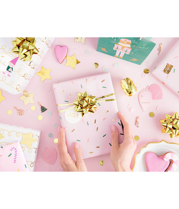 Set 2 rollen Cadeaupapier Gold/Pink Mix