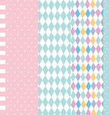 Cadeaupapier mix blauw/roze - 5 stuks
