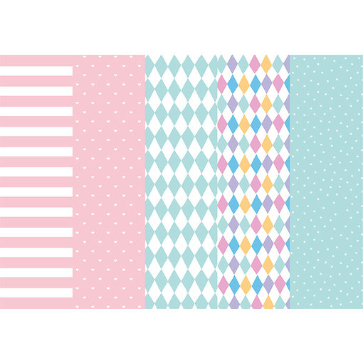 Cadeaupapier mix blauw/roze - 5 stuks