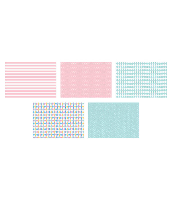 Cadeaupapier mix blauw/roze - 5 stuks