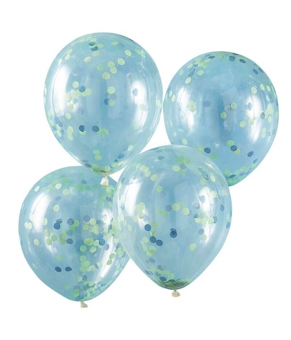 Confetti ballonnen Groen/Blauw Roarsome (5st)