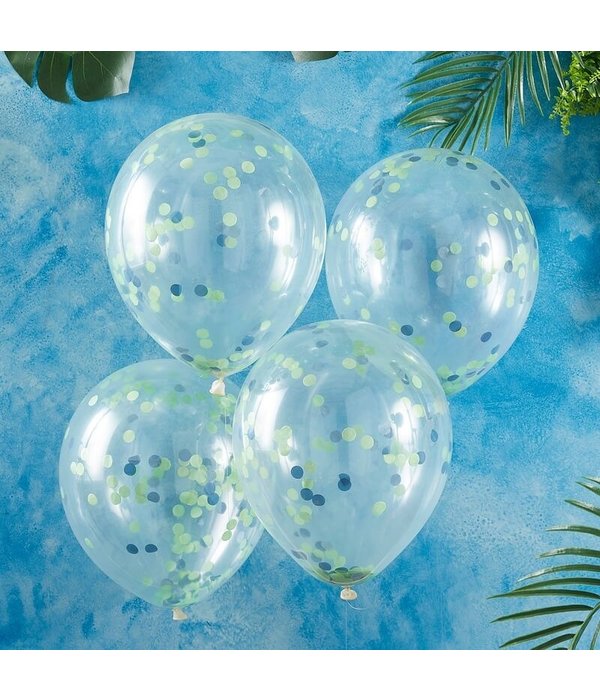 Confetti ballonnen Groen/Blauw Roarsome (5st)