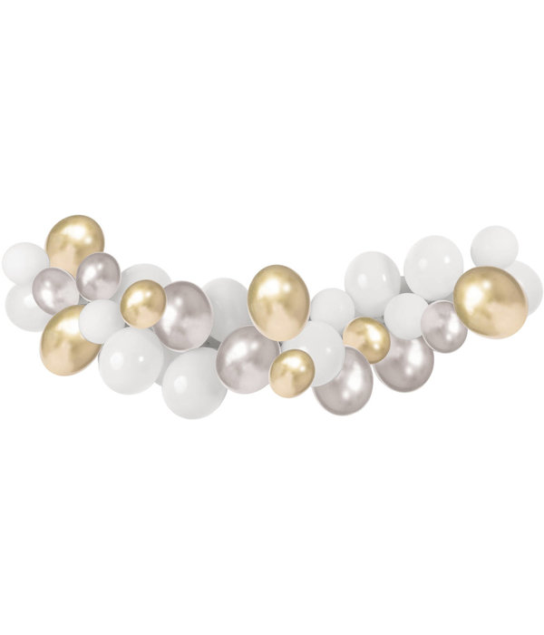 Ballonboog Set Bruiloft Wit/Goud/Zilver (3m)