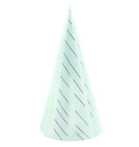 Partyhoedjes Lichtblauw Met Gouden Strepen (6st)