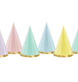 Partyhoedjes Pastel Met Gouden Rand Mix (6st)