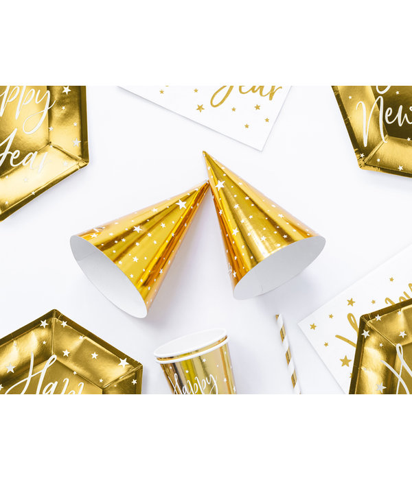 Partyhoedjes Goud Met Sterren (6st)