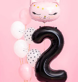Folieballon Cijfer 2 Zwart (86cm)