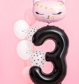 Folieballon Cijfer 3 Zwart (86cm)