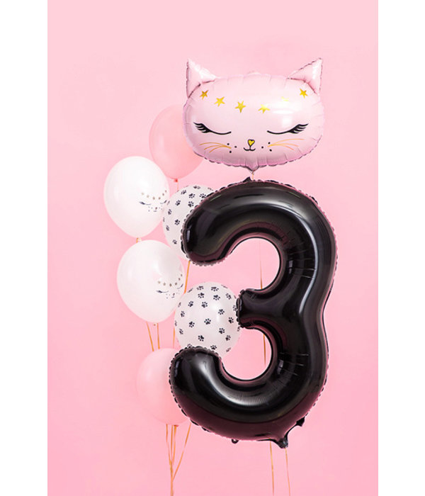 Folieballon Cijfer 3 Zwart (86cm)