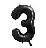 Folieballon Cijfer 3 Zwart (86cm)