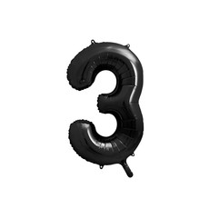 Folieballon Cijfer 3 Zwart (86cm)
