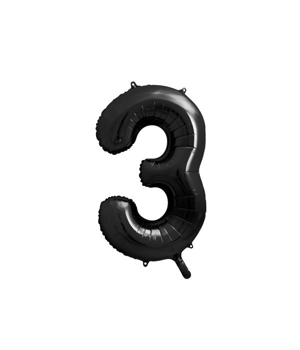 Folieballon Cijfer 3 Zwart (86cm)