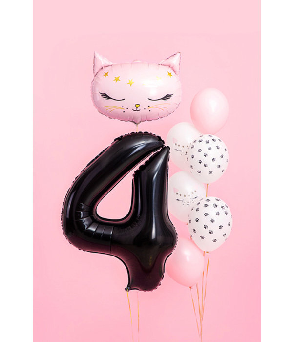 Folieballon Cijfer 4 Zwart (86cm)
