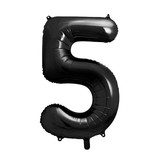 Folieballon Cijfer 5 Zwart (86cm)