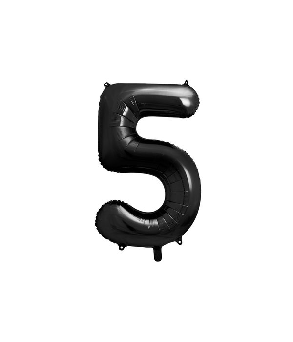 Folieballon Cijfer 5 Zwart (86cm)