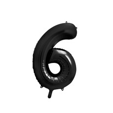 Folieballon Cijfer 6 Zwart (86cm)