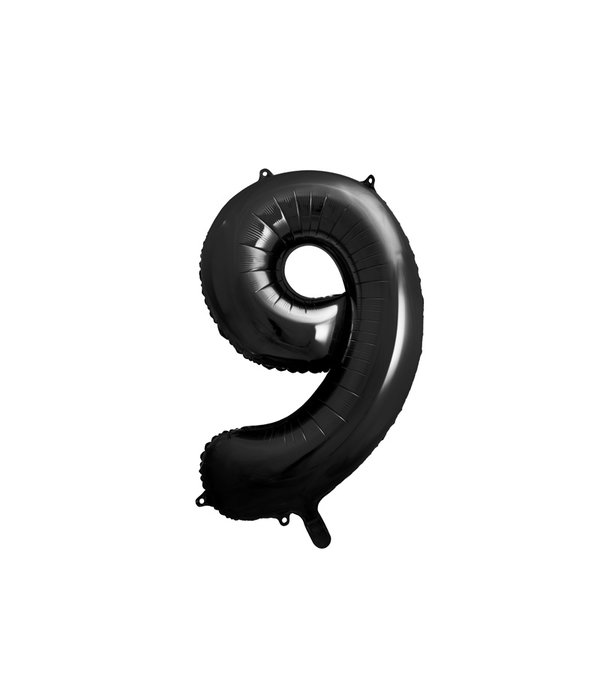 Folieballon Cijfer 9 Zwart (86cm)