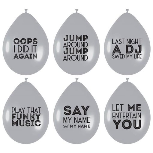 Ballonnen Song Quotes Disco Zilver (6st)