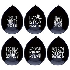 Ballonnen Drink Quotes Zwart (6st)