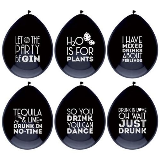 Ballonnen Drink Quotes Zwart (6st)