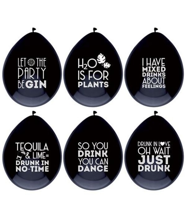 Ballonnen Drink Quotes Zwart (6st)