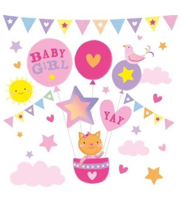 Geboorte Kaart 'Folie Baby Girl'