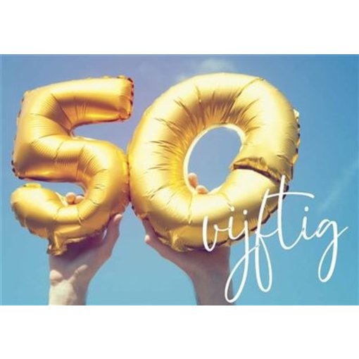 Verjaardagskaart Hoera 50 Jaar Folieballonnen