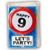Happy Age Kaart Button - 9 Jaar