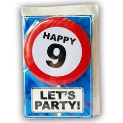 Happy Age Kaart Button 9 Jaar