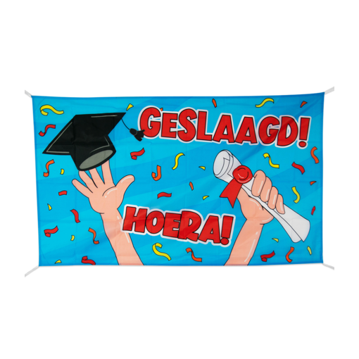 Gevelvlag Geslaagd Cartoon (150x90cm)