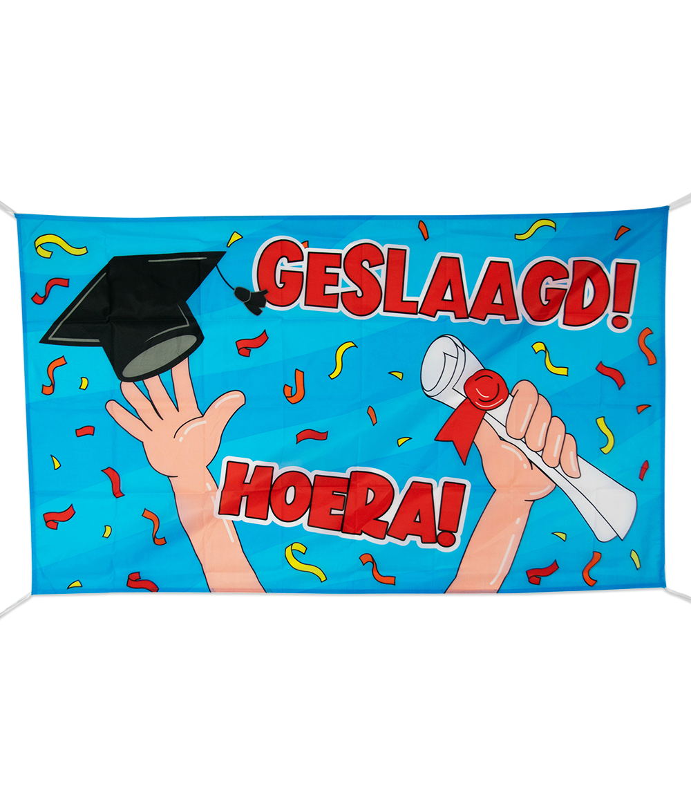 Gevelvlag Geslaagd Cartoon (150x90cm) afbeelding