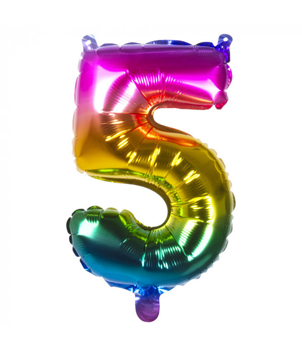 Folieballon Regenboog Cijfer 5 (36cm)