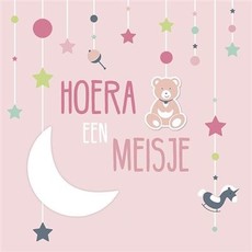 Geboorte kaart 'Hoera een meisje'