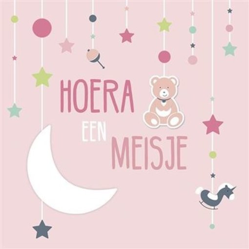 Geboorte kaart 'Hoera een meisje'