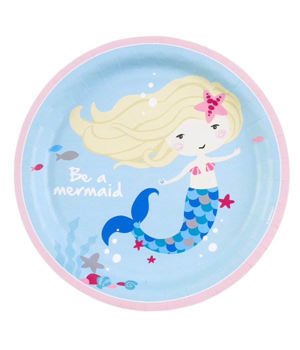 Feestbordjes 'Be A Mermaid' Blauw (8st)