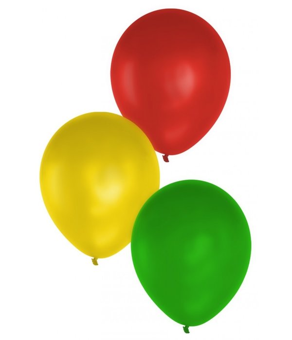Ballonnen Rood/Geel/Groen Carnaval (15st)