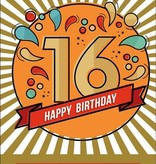 Wenskaart 16 jaar 'Het feest kan beginnen'