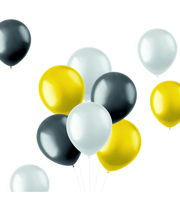 Ballonnenset Goud, Zilver En Zwart Metallic (10st)