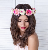Haarband Bloemen Roze/Wit Luxe