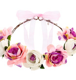 Haarband Bloemen Roze/Wit Luxe