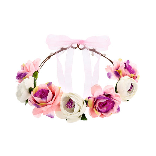 Haarband Bloemen Roze/Wit Luxe